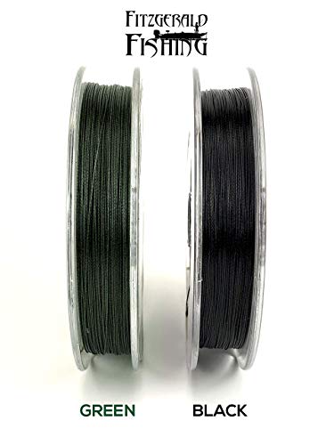 Fitzgerald Vursa Braided Green Professional Graded Power Fishing Line 150/300/1500 Yd, Smooth 8 Strands, Extremely Thin, Heavy Duty, Superior Knot Strength, Longer Casting, Fade Resistant, 10-80 Lb - size: 150yd