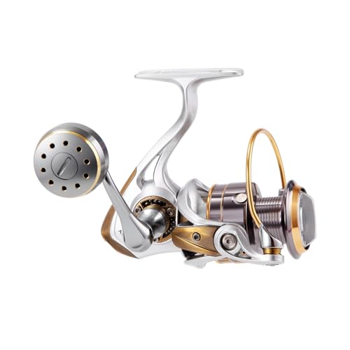 Long Shot Spinning Reel with Stainless Steel Gear, Heavy Tackle Saltwater Fishing Reel, 13+1BBS Smooth Surf Spinning Fishing Reel, 22KG/49Lbs Max Drag, Metal Trolling Reel Size 3000-6000 - size: Aston-5000