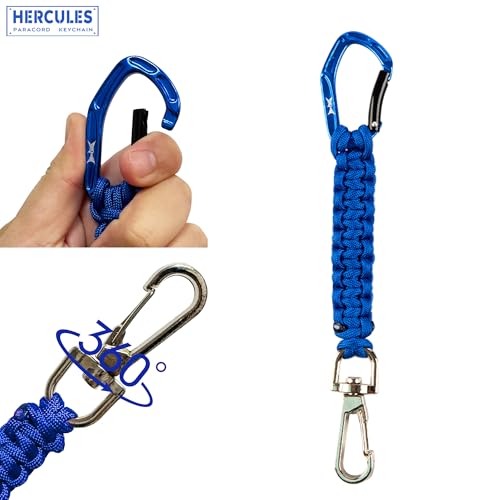 HERCULES Paracord Keychain Set – 2 Pack Lanyard Rope with Aluminum Clip, Durable Paracord Wrist Strap for Outdoor Activities, Royal Blue - style: Royal Blue