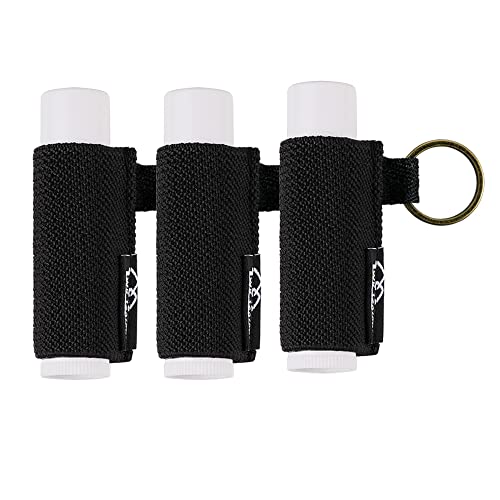 WK IEASON Lip Balm Holder Keychain with Clip, Tight-knit Elastic Chapstick Sleeve not Neoprene Sleeve (Blackx3) - color: 3pcs Black