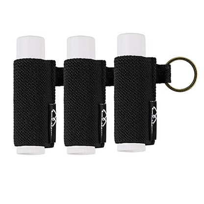 WK IEASON Lip Balm Holder Keychain with Clip, Tight-knit Elastic Chapstick Sleeve not Neoprene Sleeve (Blackx3) - color: 3pcs Black