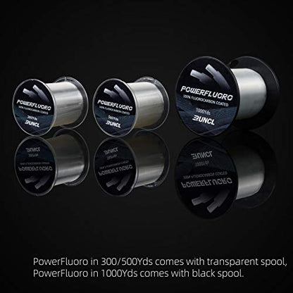 RUNCL Fluorocarbon Fishing Line, PowerFluoro Clear Ice Fishing Leader Line - Virtually Invisible, Faster Sinking, Extra Sensitivity, 300/500/1000yds, 5-32lb Break Strength, Fishing Gifts - size: 5 lb - 300 yds