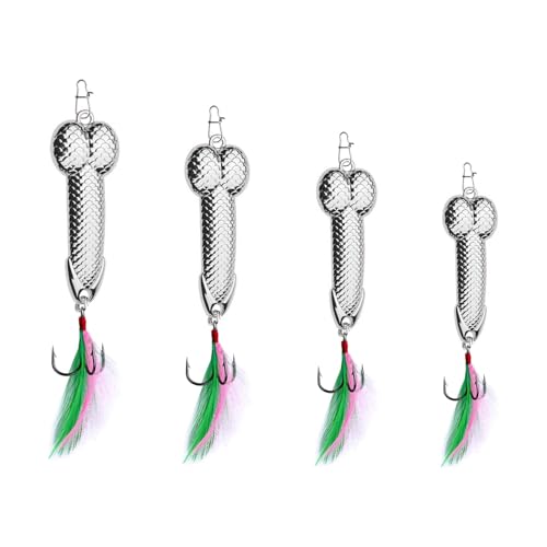 Gag Fishing Lures Set Metal Luminous Sequin Spoons Funny Top Water Bass Fishing Lures Fishermen Gear Spinner Baits Freshwater Saltwater Equipment Fishing Hook for Fishing Lover Men - color: Silver