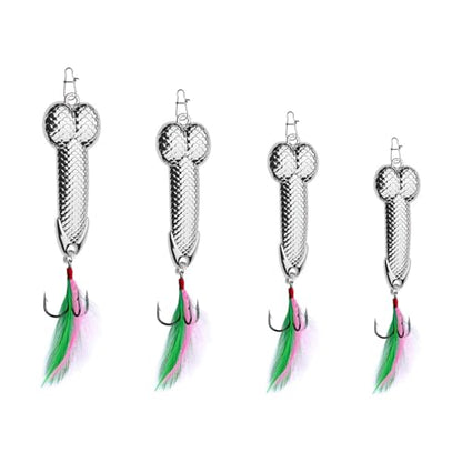 Gag Fishing Lures Set Metal Luminous Sequin Spoons Funny Top Water Bass Fishing Lures Fishermen Gear Spinner Baits Freshwater Saltwater Equipment Fishing Hook for Fishing Lover Men - color: Silver