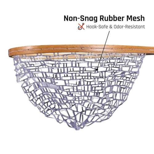 YYKBlueSky Fly Fishing Landing Net - 24" Trout Net, Soft Clear Silicone Mesh for Catch and Release, Durable Wood Frame, Safety Lanyard & Carabiner for Wading, Kayak & Boat Fishing
