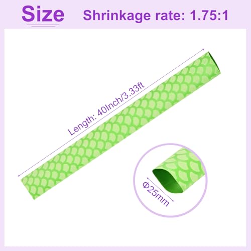 DMiotech Heat Shrink Sleeve Wrap Tubing x Tube Tubing for Fishing Rod Grips and Other Grips, Non Slip - Insulation - Waterproof 40'' Lengths, Dia 25mm Green Scales - color: Green Scales, size: Dia 25mm