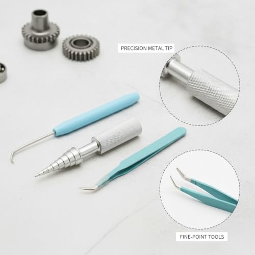 3-Piece Fishing Reel Maintenance Tool Kit - Metal Bearing Remover & Gear Service Set for Spinning and Baitcasting Reels - color: Silver