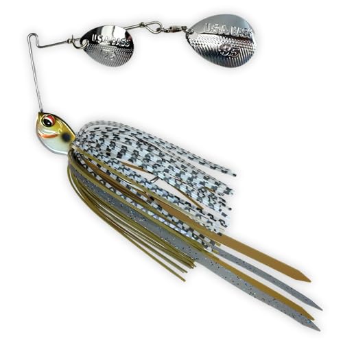 USA BASS Tackle Apache Attack Spinnerbait Type II Largemouth Smallmouth Spotted Bass Premium Fishing Bait Handtied Skirt Custom Blades Heavy Duty Hook New for 2025 - color: Power Gill, size: 1/2oz - Colorado/Colorado
