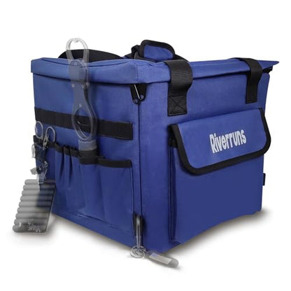 Kayak Crate Bag Durable Saltwater- Resistant Kayak Fishing Bag with 3 Fishing Rod Holders Large Kayak Fishing Tackle Storage Bag for Milk Crate-13x13 in - color: Blue