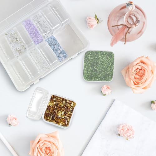 Guyuyii 15 Clear Plastic Bead Storage Containers with Hinged Lids & Labels | for Craft Supplies, Diamond Painting, Jewelry Making | Compatible with Beads, Earrings, Nail Art, Seeds, DIY Bracelet - size: 15 Pcs