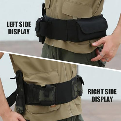 Fishing Wading Belt Adjustable Waist Strap Waterproof Tackle Storage Bag for Kayaking Surfing Casting - color: Black