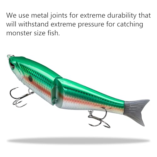 Bassdash SwimShad Glide Baits Jointed Swimbait Bass Pike Salmon Trout Muskie Fishing Lure,3-Pack - color: Black/Silver +Gizzard Shad +Sardine, size: 4.5in/0.65oz