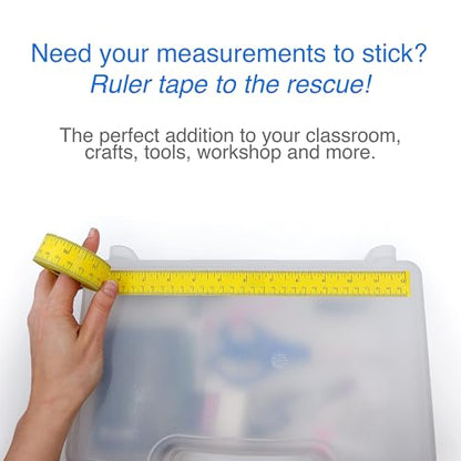 ChromaLabel 1 Inch Adhesive Measuring Tape with Ruler, Flexible Measuring Tape, Yellow, 12 Inch - Case of 10 - color: Yellow, size: 1" Wide Pack of 10