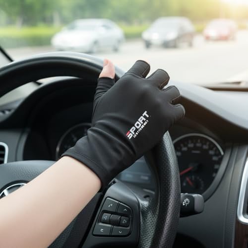 Fingerless UV Protection Gloves, Anti-Slip Half Finger Driving-Gloves, Women & Men's Fingerless Gloves for Sailing, Kayak, Fishing & Paddling with Sun Protection