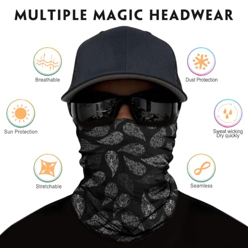 Neck Gaiter for Men Women Headwear Bandana Head Wrap Face Scarf Mask Cover Warmer Balaclava-Seamless & Versatile - color: B-men-black-series