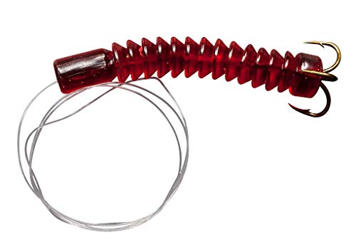 Rod-N-Bobb's Tackle Beacon Catfish Red Dip Bait Worm Treble Hook (3 Pack) - #6 Hook Size