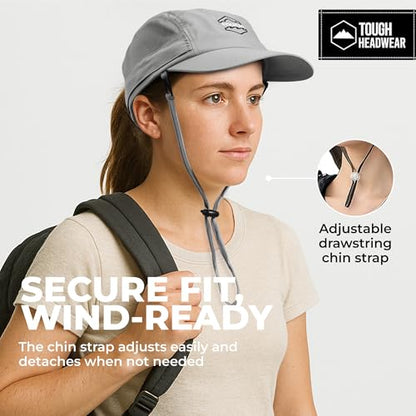 Tough Headwear Fishing Cap w/Face Mask & Neck Flap - Sun Protection Hat with UPF 50 -Landscaping Hats for Women and Men - color: Grey