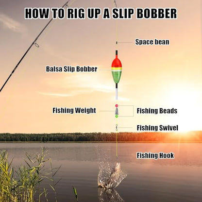 THKFISH Fishing Floats Balsa Wood Slip Bobbers, Fishing Bobbers Stick Slip Bobber for Fishing Crappie Bluegill Trout Bass Panfish Catfish Walleye 5PCS - color: Red, size: 3#:0.7in * 5pcs