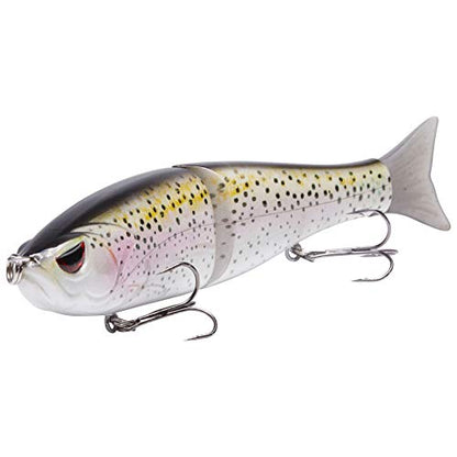 Bassdash SwimShad Glide Baits Jointed Swimbait Bass Pike Salmon Trout Muskie Fishing Lure - color: Rainbow Trout, size: 7in/2.2oz