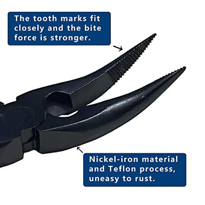 Fish Bone Pliers/Tweezers 5 Inches Bent Needlepoint Nickel Iron Salmon Pin Bone Pliers Tweezers for Salmonbone Removing, Plucking and Pulling Pin (Blue) - color: Blue