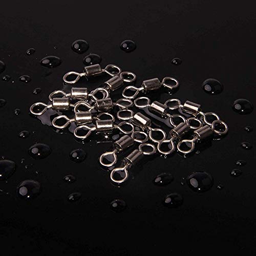 Barrel Fishing Swivels Kit 500pcs Rolling Swivels Fishing Tackle Saltwater Heavy Duty Fishing Line Connectors Black Stainless Steel Bearing Swivels for Saltwater Freshwater 30-97Lbs