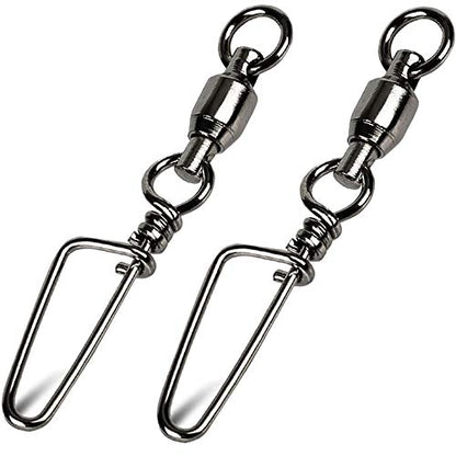 Snap Fishing Swivels Ball Bearing Black Nickel Ball Bearing Swivels Saltwater Heavy Duty Barrel Swivels for Freshwater Saltwater Fishing - size: Size 2+2(45lb) 40 Pcs