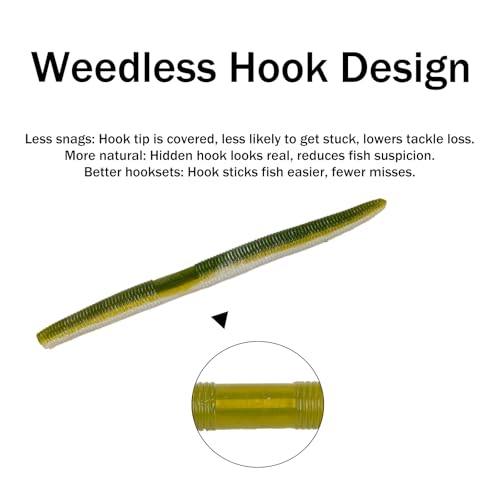 Soft Plastic Worms for Bass Fishing 20pcs FS/RE-09 | Salted ,Soft Plastic ,Fishing Lures ,with Hook Slot ,5.31in ,Saltwater Freshwater ,Bass Baits - color: Color E