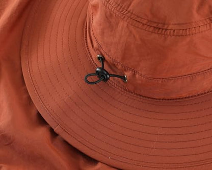 Home Prefer UPF50 Mens Sun Hat with Neck Flap Quick Dry UV Protection Cap Womens Wide Brim Fishing Hat Neck Flap Beach Garden - color: Brown