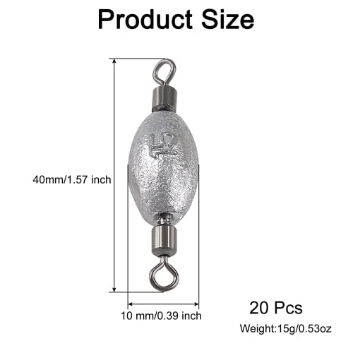 Hitefu Fish Weight Sinkers, Inline Weights Lead Fishing Weights Trolling Sinkers, Egg Sinkers for Bottom Fishing (3/8, 1/2, 3/4oz) - size: 1/2oz