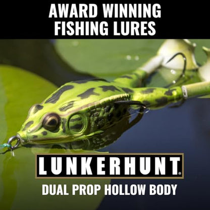 LUNKERHUNT - Frog Bait for Bass Fishing | Soft Hollow Body Weedless Frog for Bass Fishing and Trout | Weedless Realistic Bait Frog Lure, Freshwater with Sharp Hooks Lures and Double Propellers Feet - style: Cane