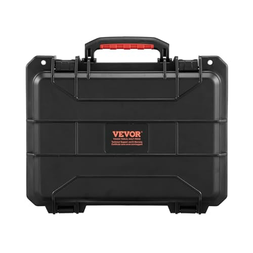 VEVOR Weatherproof Hard Case, Heavy Duty Protective Dry Box with Pre-cut Foam, Retractable Pull Handles for Travel, Hunting, Military, Tactical, IP67 Waterproof Case for Cameras(14.96x11.81x5.51) - size: 14.96 x 11.81 x 5.51 in