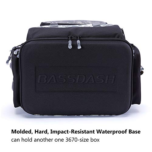 BASSDASH Fishing Tackle Backpack Water Resistant Tactical Bag Soft Tackle Box with Rod Holder and Protective Rain Cover - color: Jungle Camo Backpack [3670] Without Trays