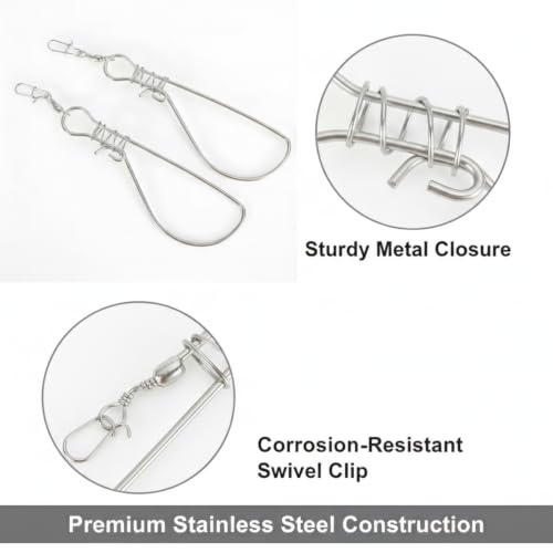 Quick-Clip Fish Stringer Lock, Easy-Use Stainless Steel Retainer for Standard Fishing Stringers, Freshwater & Saltwater (1 Pack)