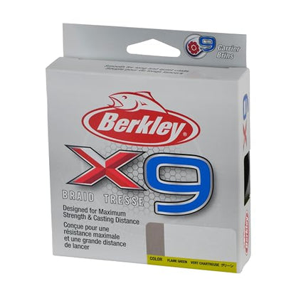 Berkley x9 Braid Fishing Line - color: Flame Green, size: 164yd, style: 10lb Test