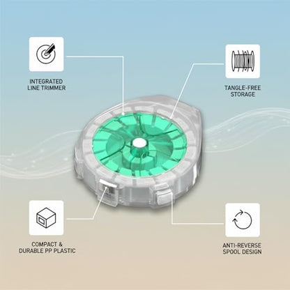 Fishing Line Storage Box, Compact PP Tackle Organizer for Leader & Carbon Spools, Portable Green Case for Lure Angling