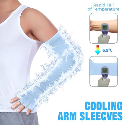 UV Protection Gloves - Non Slip Sunblock Gloves for Summer Outdoor Fishing & Driving - color: Light Blue White