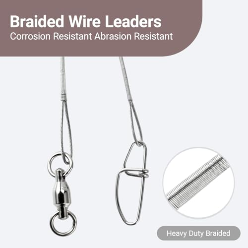 Atibin Rigs Line Fishing Leader Lure Baits Snap Wire Leader Fishing Wire Saltwater Fishing Leaders Stainless White Nickel - size: #1 (9.8in-50lb) 20pcs