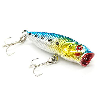 Seasky Fishing Plug Lures Micro Popper Topwater Trout Attack in Freshwater - color: Silver blue