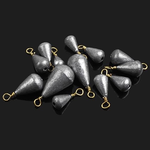 Fishing Weights Sinkers,15/30pcs Bass Casting Weights Bell Sinkers Fishing Weights Drop Shot Catfish Sinkers with Brass Swivel for Saltwater Freshwater - size: 1/4oz-30pcs