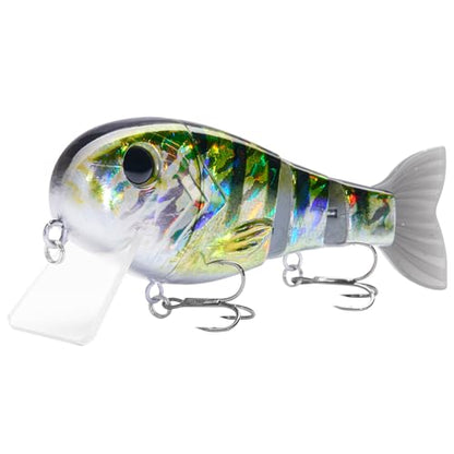 BASSROCK Topwater Fishing Lures for Bass Pike Salmon Floating Swimbait Jointed Crankbait Freshwater Saltwater 4.9in/1.76oz RK1001 - color: Natural Bluegill, size: 4.9in/1.76oz