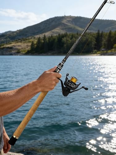 Jenseits Carbon Fiber Fishing Rod Series (6-12 Ft), Spinning & Casting Rods with Stainless Steel Ceramic Guides, Fast Action Fishing Pole for Bass, Trout, Walleye & Surf Fishing - size: 8'0"-Heavy-Fast-Black, style: Spinning