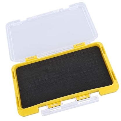 Portable Water proof Fishing Tackle Box - Slim Foam Insert Hook Organizer Case for Lures & Jigs (17.3x9.75x2cm, Yellow)‌