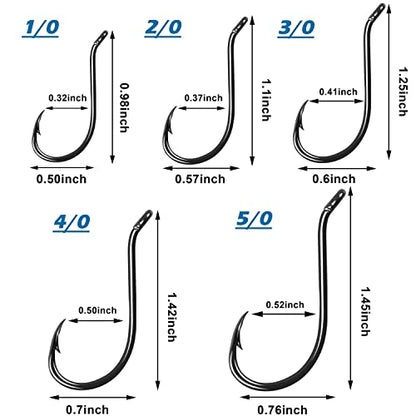Black Octopus Fishing Hooks, 100pcs Catfish Circle Hooks, High Carbon Steel, Long Shank, Freshwater Saltwater - size: 4#(100pcs per pack)