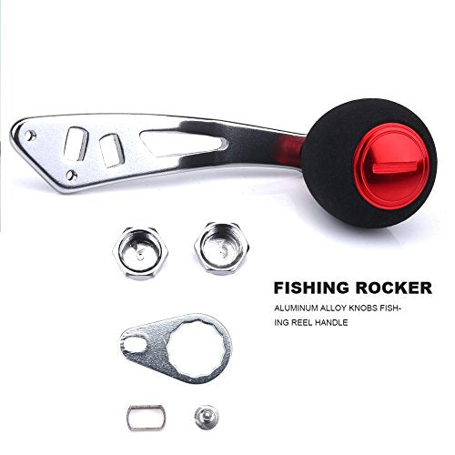 Fishing Reel Power Handle Knob Reel Replacement Parts, Aluminum Alloy Fishing Reel Rocker Knobs Fishing Reel Handle for Baitcasting Spinning Tackle Tools - color: Red