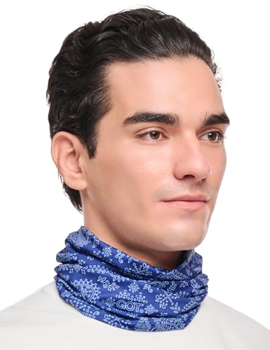 UPF 50+ Cooling Neck Gaiter - Fishing Face Mask Sun Protection Men Women | Thermoregulation, Moisture-Wicking, Quick-Drying, 4-Way Stretch, Built-in UV SPF, Multi-Style Headwear - color: Navy Paisley