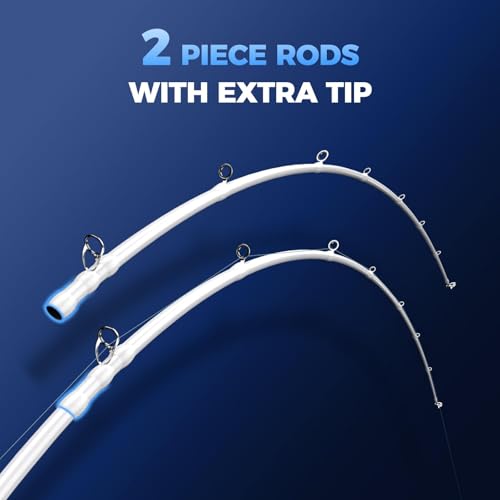 KastKing Centron Lite Twin Tip Rods, IM6 Graphite Blanks, Twin Tip Rods, Stainless Steel Guides with Ceramic Rings, Split or Full Rear EVA Handle Design, Drop Shot Hook Keeper - size: 7'6"- MH- MF (2 Pcs+ Extra Tip), style: Spinning