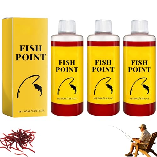 Concentrated Fish Attractant Liquid, Fast-Acting Red Worm Spray Bait Scent Additive, Powerful Fishing Lure Enhancer Trout, Panfish, Freshwater Lake River Fishing, Improve Bite Response - color: 3 bottles