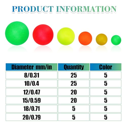 100/110/111pcs Pompano Beads Foam Floats for Fishing Float Sets for Surf Fishing Foam Bobbers Round/Bullet/Spin - color: Ball Float-100pcs