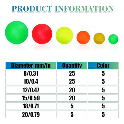 100/110/111pcs Pompano Beads Foam Floats for Fishing Float Sets for Surf Fishing Foam Bobbers Round/Bullet/Spin - color: Ball Float-100pcs
