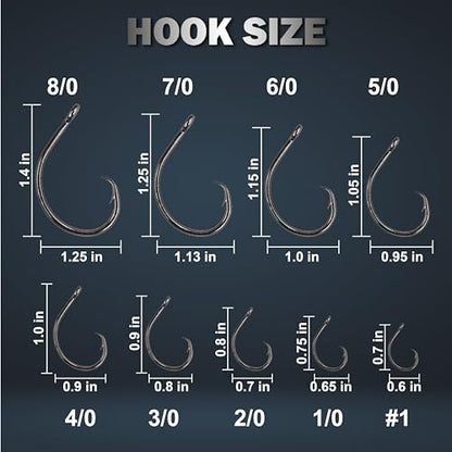 Reaction Tackle Circle Hooks - High Carbon Steel Fishing Hooks for Catfish, Bass and Saltwater Fishing - Sharp Offset Inline Point, Corrosion Resistant Black (25-Pack) - size: #6/0